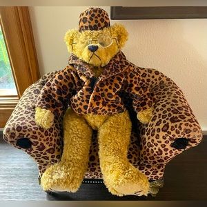 Vintage Ty Plush Bear 1993 Isabella and Leopard Doll Chair Loveseat Bundle